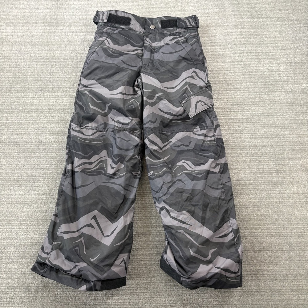 Columbia Snowpants Kids XS 6/7 Gray Camo Fleece Lined Outgrown Snowboard Skiing